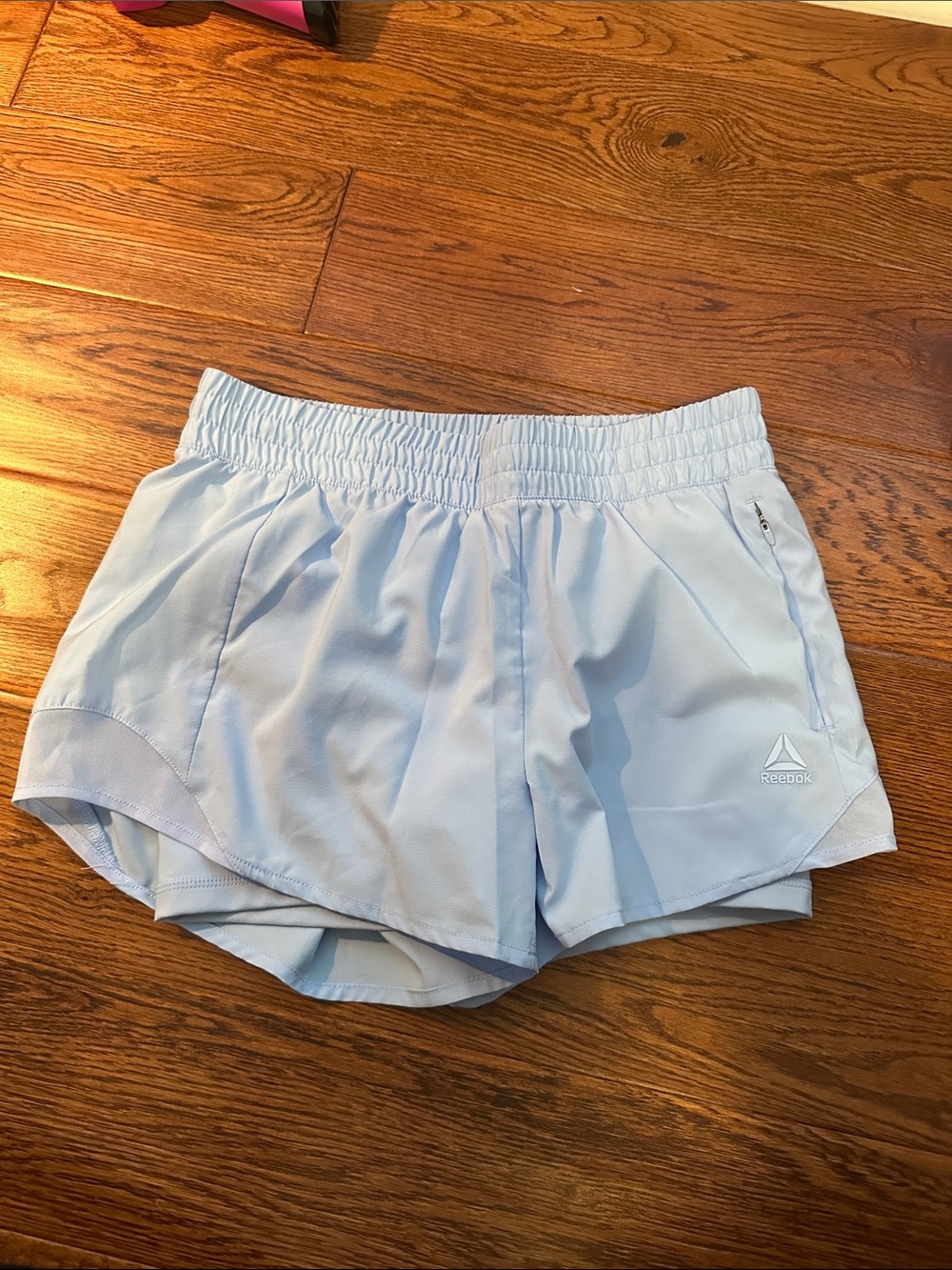 Reebok Women’s Pale Blue Athletic Shorts with Elastic Waist